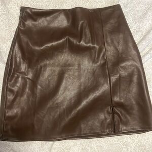 Brown leather skirt